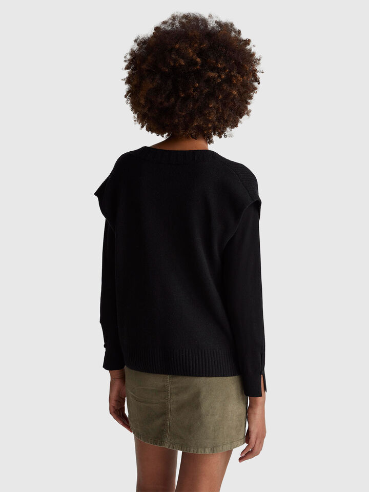 S/L V NECK SWEATER Mujer image number 2